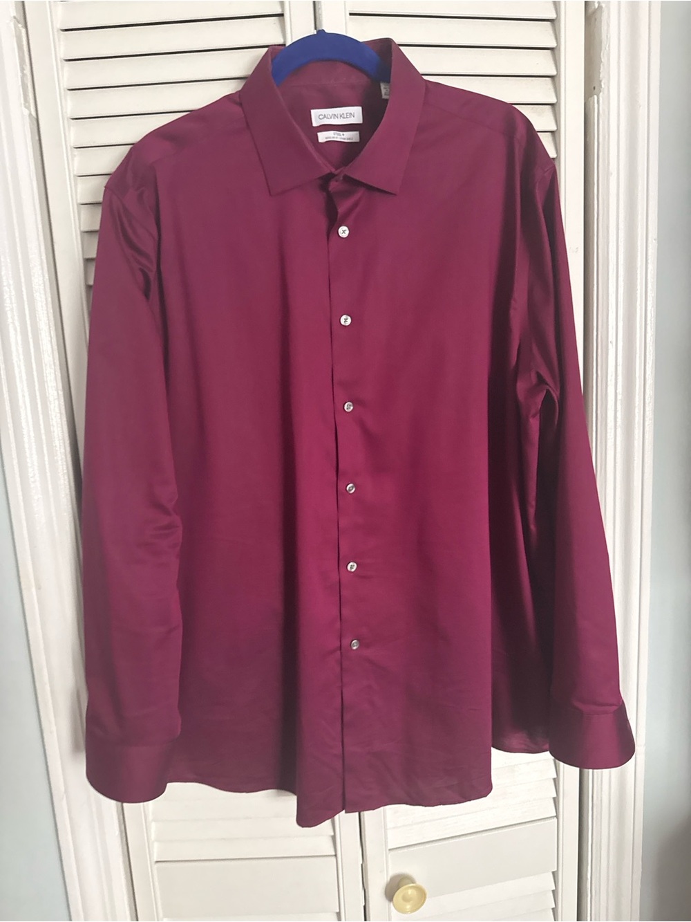 Calvin Klein Men's Wine Red Dress Shirt